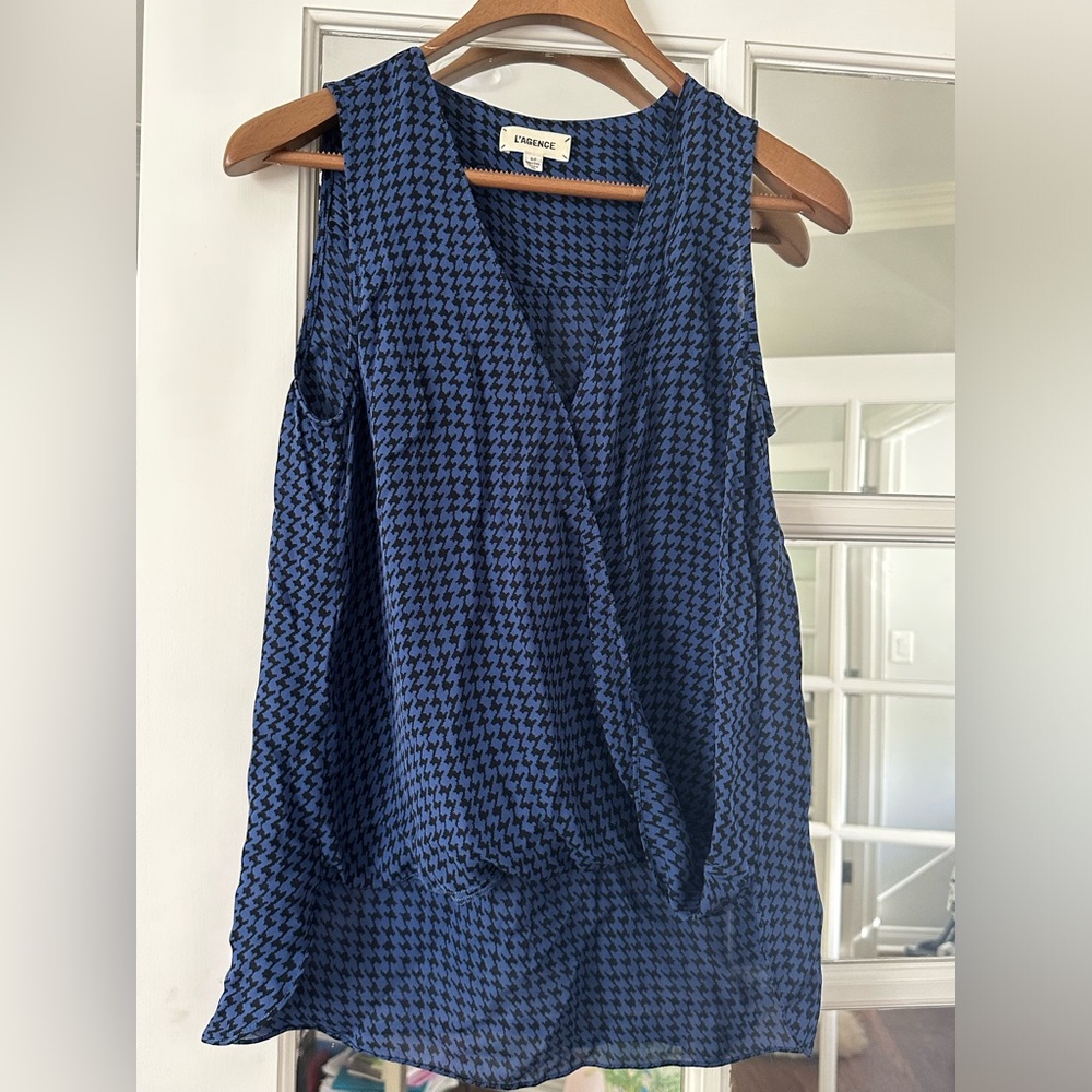 L’Agence sleeveless high low herringbone top